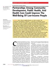 Partnerships Among Community Development Public Health And Health Care Could Improve The Well-Being Of Low-Income People